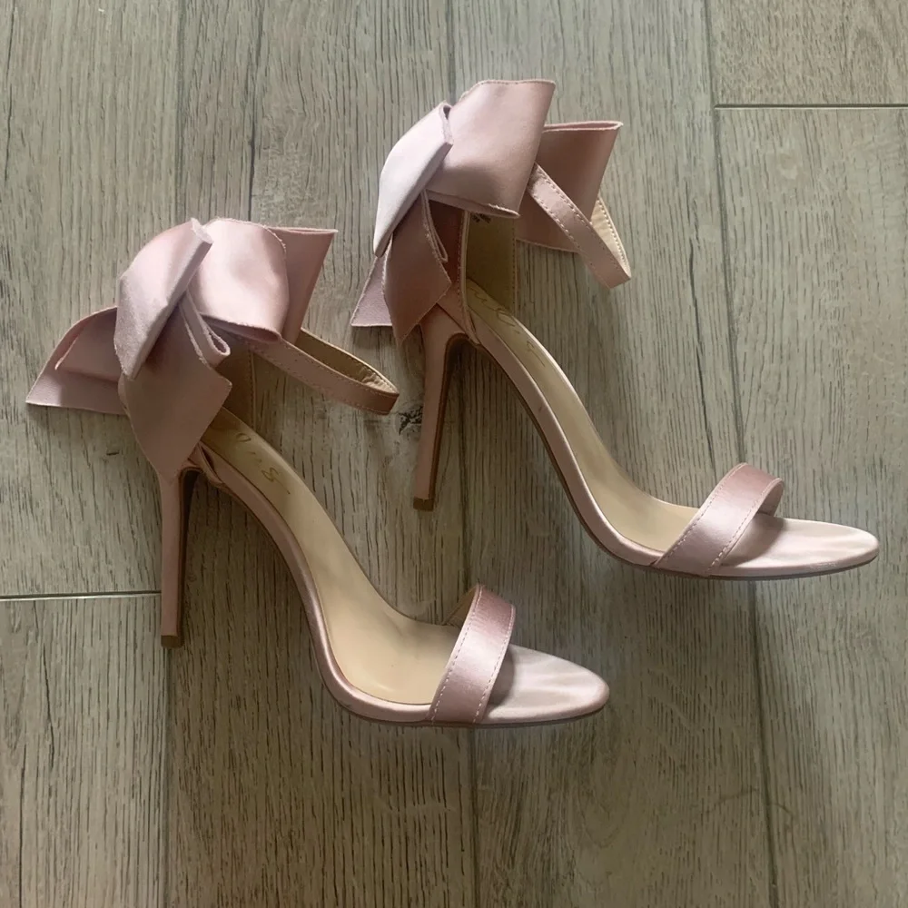 Pink Lulu’s Stilettos with Satin Ankle Bow - Picture 2 of 8